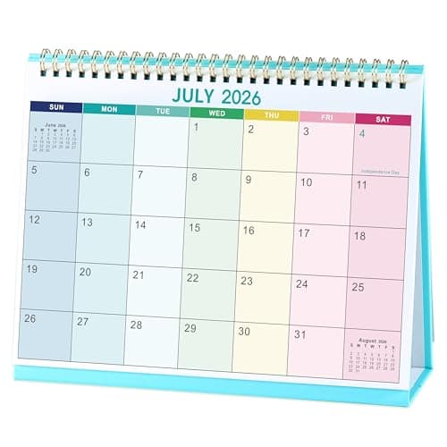 Image of 2023-2024 Desk Calendar - Standing Flip Desktop Calendar 2023-2024, 9.8" x 8.3", Jan. 2023 - Jun. 2024, Desk Calendar with Thick Paper, Memo Pages + Twin-Wire Binding + Unruled Blocks - Colorful Lump