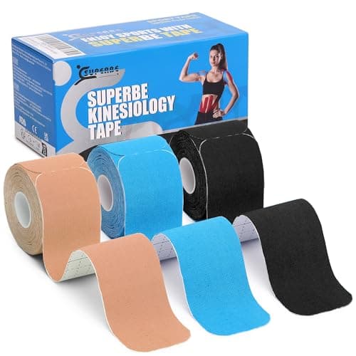 Image of Superbe Precut Kinesiology Tapes (3 Rolls Pack), Sports Tape Muscle Tape for Pain Relief, Muscle Support, Recovery and Physio Therapy (Mix)