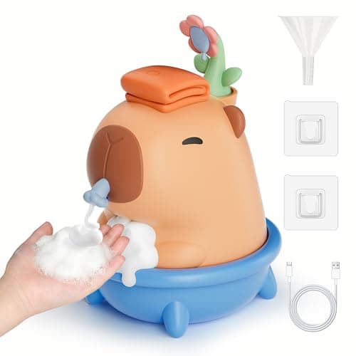 Image of Homrich Capybara Automatic Soap Dispenser, Touchless Sensor Bubble Foam Machine, Cute Silicone 3 Levels Foam Adjustment, 9.5oz/280ml, IPX7 Waterproof Rechargeable Dispenser for Bathroom, Kid's Gift