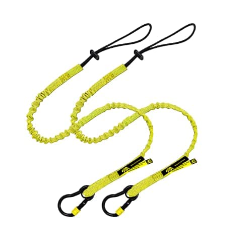Image of BearTOOLS New Yellow Safety Lanyard Tether With Captive Eye Screw Lock Carabiner Aluminum, Universal Adjustable Loop End, Stop the Drops Weight Limit 8KG / 17.6lb Fall Restraint (2)