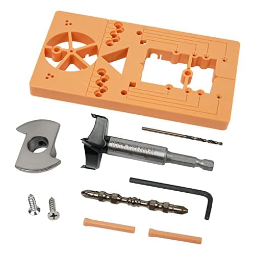Image of flintronic Forstner Bit Sets with Hinge Jig, 35mm Drill Guide Set, Accurate Locking Hole Guide Woodworking Tools Boring Drill for Kitchen Cabinet Cupboard Doors Hinge Mounting Plate, Hinge Hole Cutter