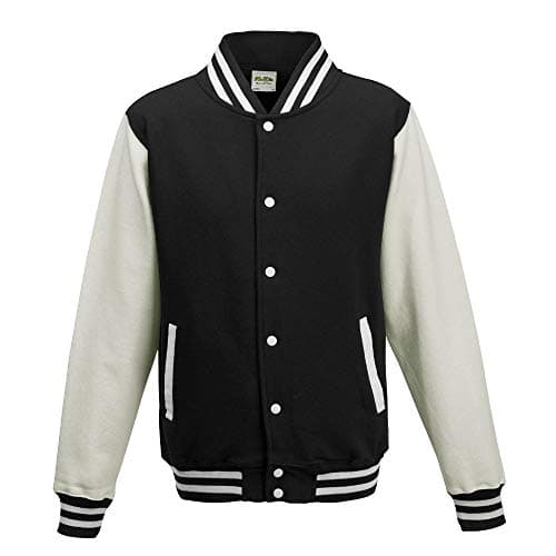 Image of Just Hoods Varsity Jacket Unisex College Jacket, Womens Men Unisex, College Jacke 'Varsity Jacket', Jet Black/White, M