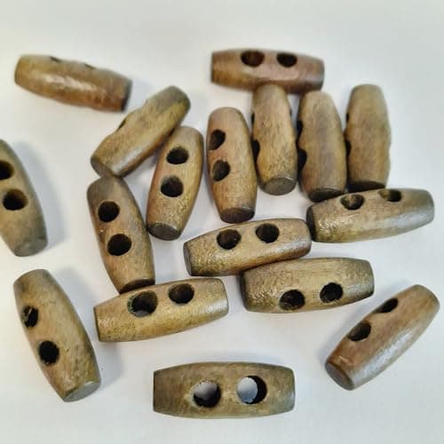 Image of MajorCrafts 40pcs 20mm Small Oval Toggle 2-Holes Wood Sewing Buttons Arts & Crafts Embellishments (Peanut Brown)