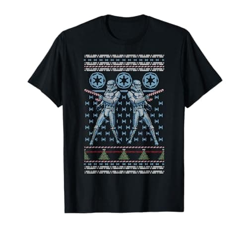 Image of Star Wars Christmas Stormtrooper Candy Cane Ugly Sweater T-Shirt