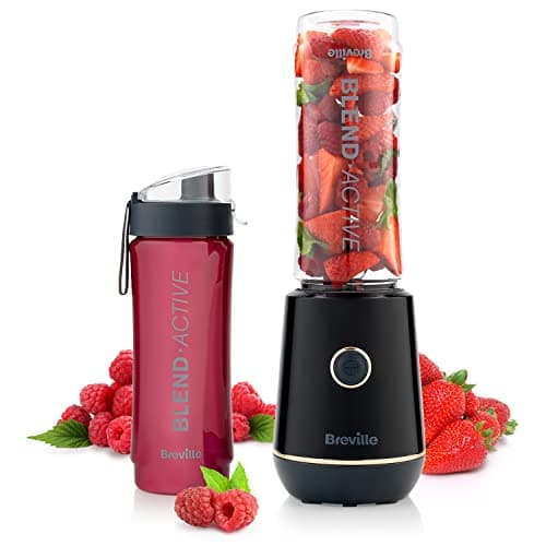 Image of Breville Blend Active Personal Blender & Smoothie Maker | 350W | 1 Portable Blend Active Bottle (600ml) | Leak Proof Lid | Black & Gold [VBL251]