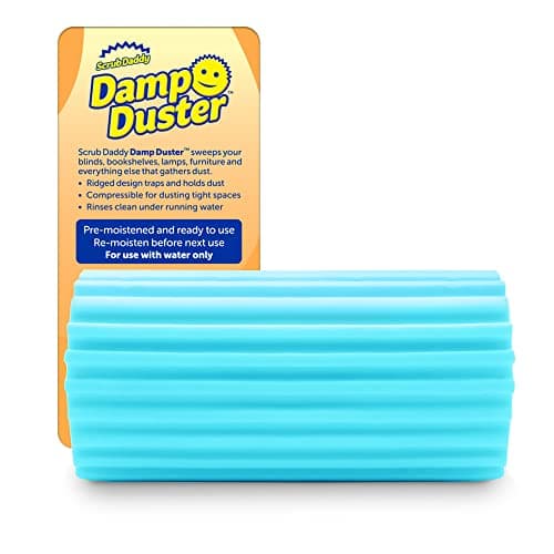 Image of Scrub Daddy Damp Duster, Multipurpose Dusters for Cleaning - Wooden & Venetian Blind Cleaner Tool, Ridged Wet Dust Sponge for Skirting Board, Radiator, Blinds & Mirrors, Home Cleaning Products, Blue