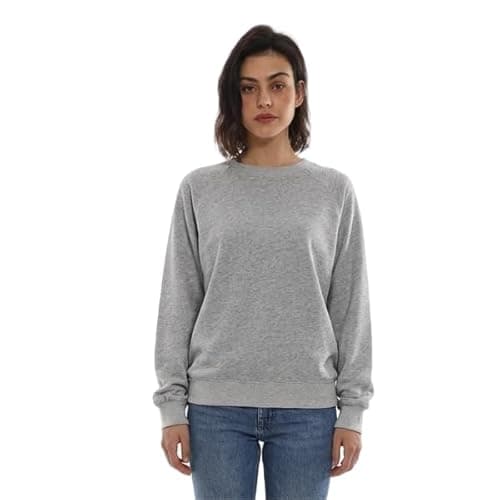 Image of Amazhiyu Womens Sweatshirt, Ladies Solid Long Sleeve Pullover Top Crewneck Hoodie Casual Loose Fit Heather Grey M