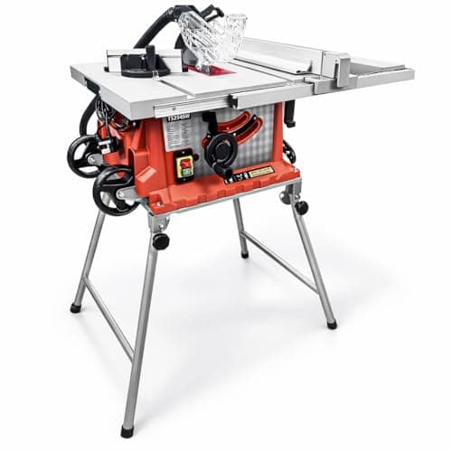 Image of LUMBER JACK 10" Table Saw Multi-Purpose, Professional with Portable Folding Legs and Wheels Rolling Site Trade Workstation 254mm Powerful 1800W Motor