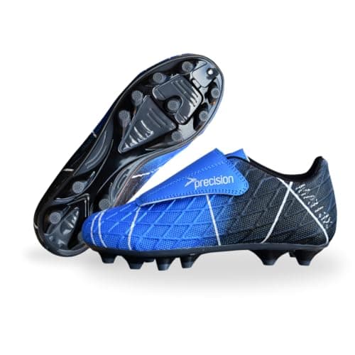 Image of Precision Matrix Firm Ground Football Boots, Kids Laceless Secure Fit, Comfortable, Durable, Ideal for Junior Footballers, Blue, Size 13 UK Child