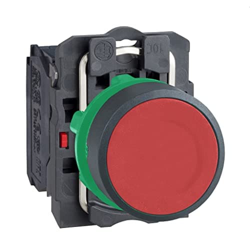 Image of Schneider Electric Harmony XB5 - Push Button Switch, Plastic, Spring Return, 1NC, 22 mm Mount, Unmarked, Flush Operator Profile, XB5AA42, Red
