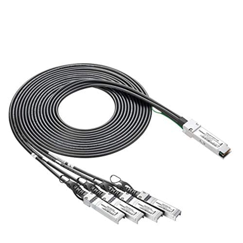 Image of 10Gtek 40G QSFP+ to 4xSFP+ Breakout DAC for Cisco QSFP-4SFP10G-CU1M, 40GBASE-CR4 Passive Direct Attach Copper Twinax QSFP to SFP Cable for Cisco Devices, 1-Meter(3.3ft)