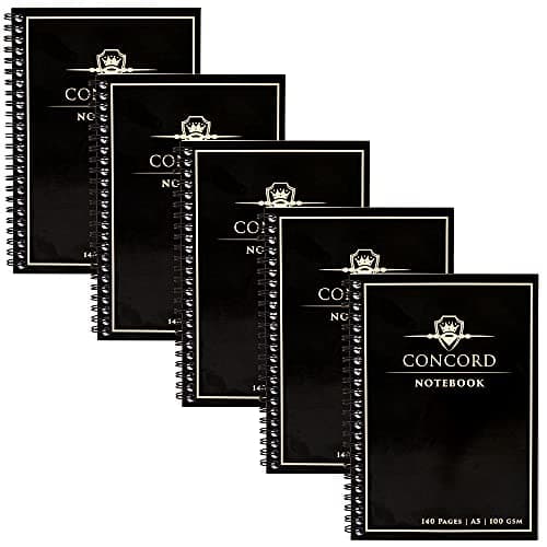 Image of Pukka Pad, Concord 5-Pack A5 Wirebound Jotta Notebook - 140 Pages - Black, 14.8 x 21cm