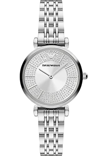 Image of Emporio Armani Watch for Women, Two Hand Movement, 32 mm Silver Stainless Steel Case with a Stainless Steel Strap, AR11445