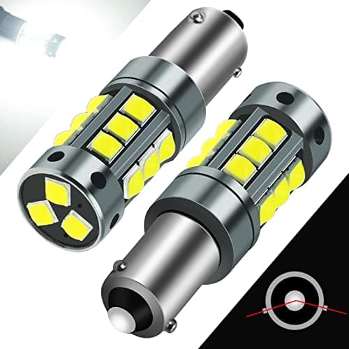 Image of YEORO 2pcs AC/DC 9-36V BA9S LED Bulbs White,600LM BA9 BA9S 53 57 1895 64111LED Car Ligh Bulbs Super Bright 3030 18-SMD Chips for Car Interior Dome Map License Plate Glove Box Light. (H6W/BAX9S, White)