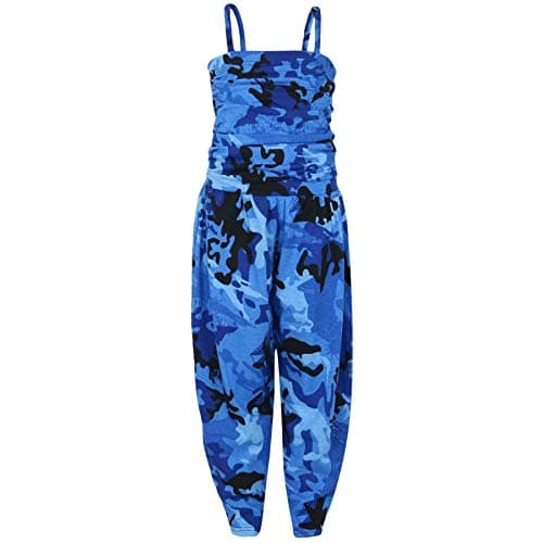 Image of A2Z 4 Kids Girls Jumpsuit Kids Plain Color Trendy Playsuit - Plain Jumpsuit Camo Blue 7-8