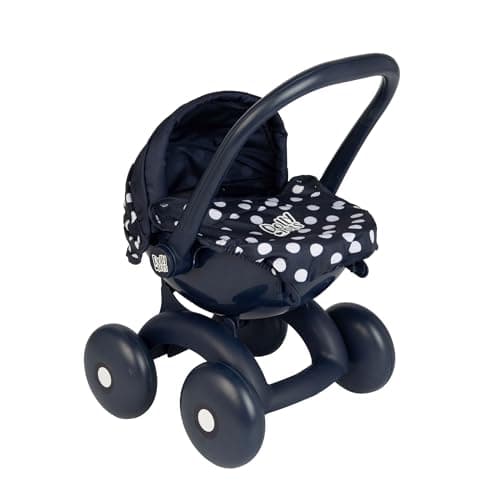 Image of Dolly Tots My First 4-IN-1 Pram | Navy Childrens Dolly Pram | Childrens Baby Doll Pushchair Buggy Stroller, Carry Cot, Baby Seat | Dolls Accessories For Kids Ages 18M+