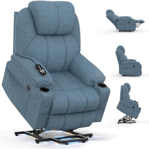 Image of BareTay Recliner Armchair Lift Chair For the Elderly, Power Recliner Chair with Massage & Heat, Extended Footrest, Type C+USB Ports, 2 Cup Holders, Dual Side Pockets Reclining Chairs Lounge Sofa