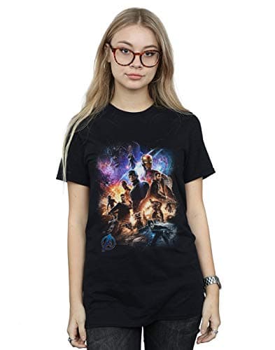 Image of Marvel Women's Avengers Endgame Character Montage Boyfriend Fit T-Shirt Black XXX-Large