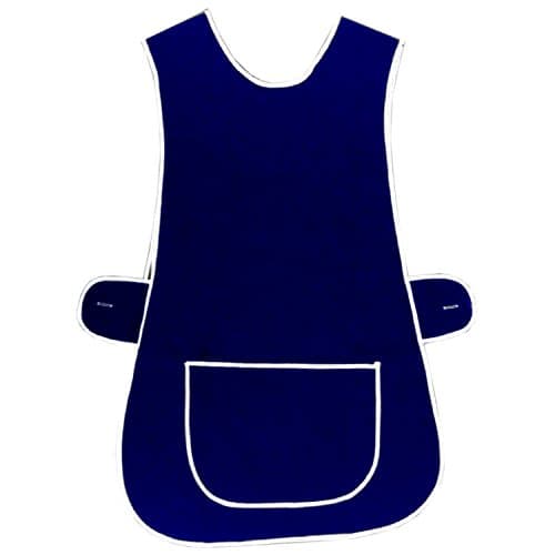 Image of MyShoeStore Tabard Work Apron with Side Button Fastening and Large Centre Pocket for Kitchen Cleaning Catering, Navy Plain, 3XOS