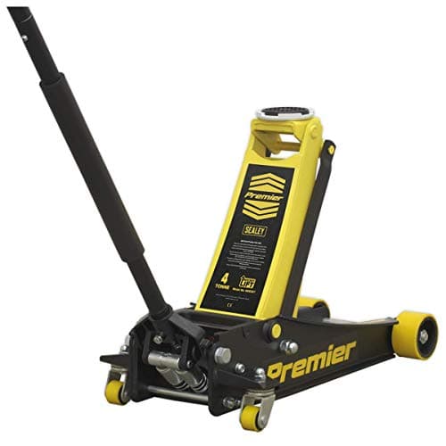 Image of Sealey 4 Tonne Low Profile Trolley Jack, Car Jack, with Rocket Lift - Yellow - 4040AY