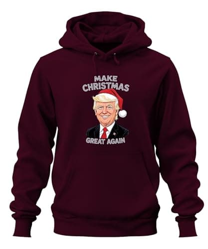 Image of Make Christmas Great Again Christmas Cartoon Patriotic USA Unisex Hoodie Hoodie, burgundy, M