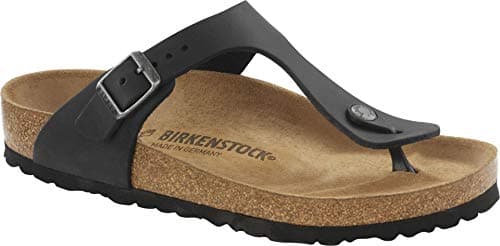 Image of Birkenstock Men's Gizeh Black, Oiled Leather Flip Flops, 10.5 UK