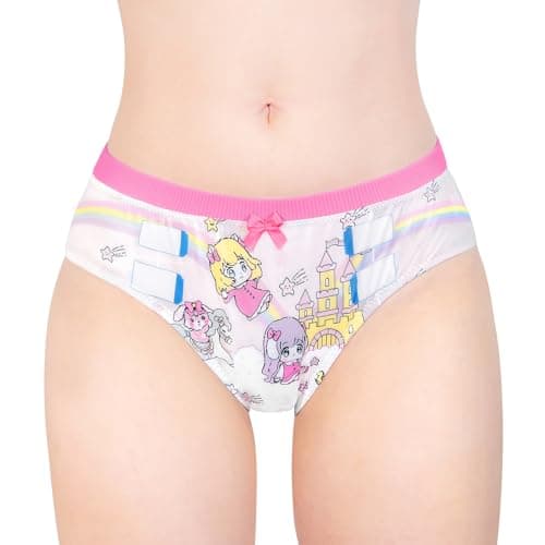 Image of LittleForBig Women's Ladies Soft Silky Underwear Comfortable Hipster Briefs Babydoll Fairy Littles in Dreamland 'Oopsie' Potty Pants Pink S