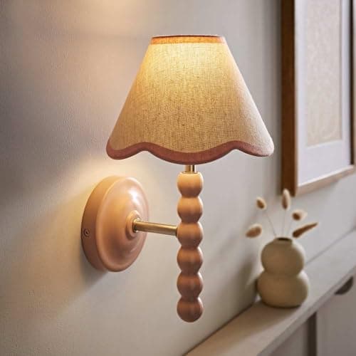 Image of ValueLights | Bobbin Pink Wall Light with Trim Scallop Shade and Bulb | Wall Lights, Home Décor & Improvement Essential | Mains Wired
