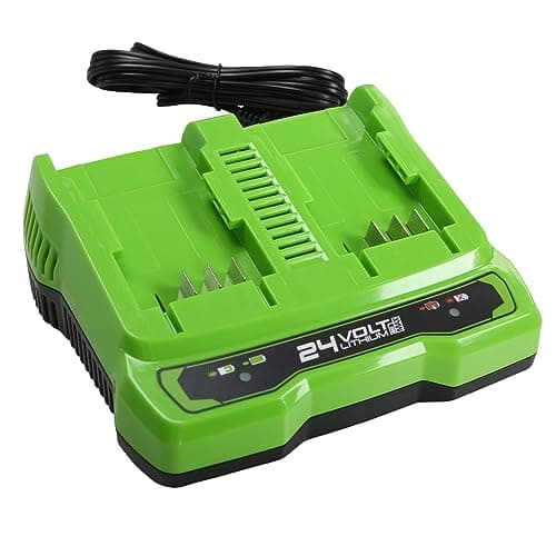 Image of Greenworks G24X2UC4 24V 4A Double Charger Battery Charger for Garden and Power Tools - Charges 4Ah Battery in 40 Minutes, Battery Charger for All 24 V Batteries