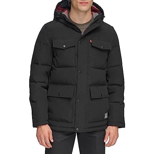 Image of Levi's Men's Arctic Cloth Quilted Performance Parka Jacket, New Black, XXL