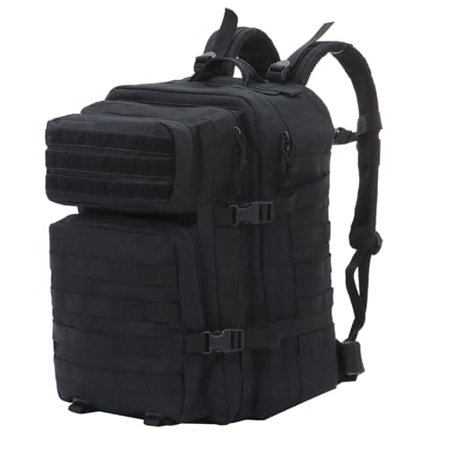 Image of BWBIKE 40L Military Tactical Backpacks Outdoor Hiking Backpack Waterproof Camo Daypack Durable Molle Army 3 Days Assault Pack Roomy Trekking Rucksack, Black