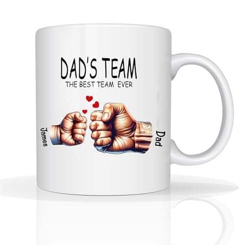 Image of Star Online Personalised Mug Fathers Day Gift Custom Photo Mug Gifts for Dad 11oz Ceramic Coffee Cup Best Dada Ever Daddy Birthday Presents (Dads Team)