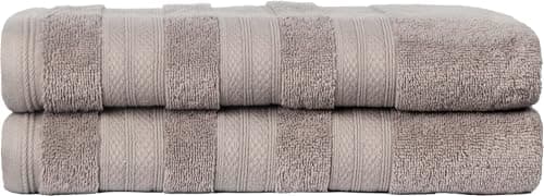 Image of MELLUVA Bath Towels, 2 Pack | 100% Turkish Cotton | Highly Absorbent Heavyweight 600 GSM | Soft Smooth Bathroom Shower Towels | Sustainably Made | Ash Grey