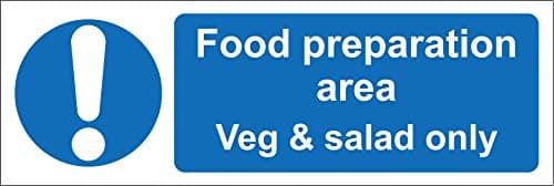 Image of Food preparation area Veg and salad only kitchen catering safety sign - Self adhesive sticker 150mm x 50mm