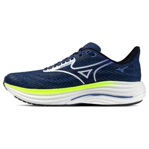 Image of Mizuno Wave Rider 29 Men's Running Shoes, Estate Blue/White/Lightning Yellow - 11.5 UK