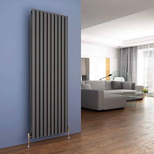 Image of ELEGANT 1800 x 590 mm Vertical Radiators Designer Column Radiator Double Anthracite Oval Panel Central Heating