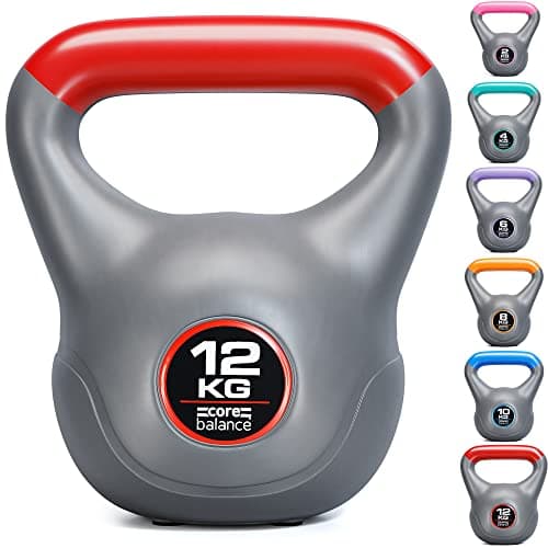 Image of Core Balance Grey Vinyl Kettlebell Weight, Home Gym Strength Training, Cardio Workout, Colour Coded, Non Slip Rubber Feet