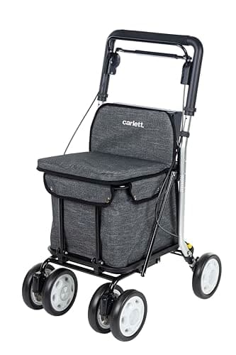 Image of Carlett - Lett800 Comfort Move | Foldable Shopping Trolley | With 4 Wheels and Seat | Class I Approved Medical Device | Removable Bag 29L/15kg | Storage Tray | Grey.