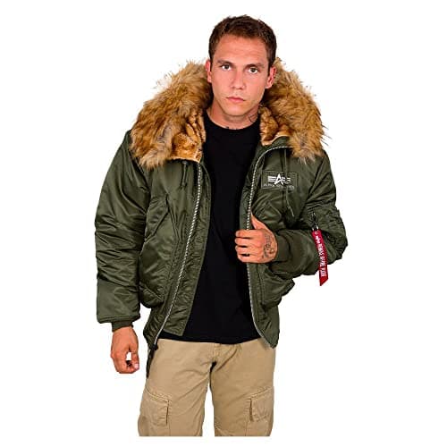 Image of Alpha Industries 45P Hooded Custom Bomber Jacket for Men Dark Green