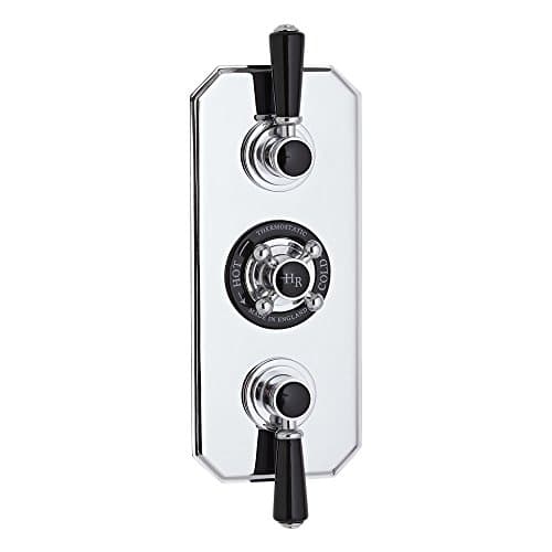 Image of Old London BTSVT005 Topaz Traditional Bathroom Shower Triple Concealed Shower Valve with Diverter, Chrome & Black
