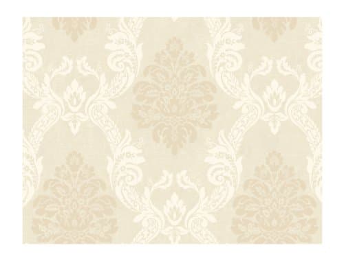 Image of York Wallcoverings PC8948 Heritage Home Ogee Damask Wallpaper, Soft Cream/Soft Taupe/Pearled Dusky Oyster