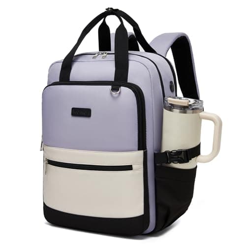 Image of Kono Laptop Backpack Womens with Pouch Pocket for Large Capacity Cup, 15.6 Inch Laptop Bags for Women, Travel Backpack Water Resistant Large Rucksack for Work Business School College Teacher Girls