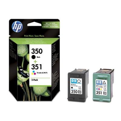 Image of Hewlett-Packard (HP) Original 350/351 Combo (SD412EE) + 350XL (CB336EE) Black Ink Bundle Pack Ink Cartridges