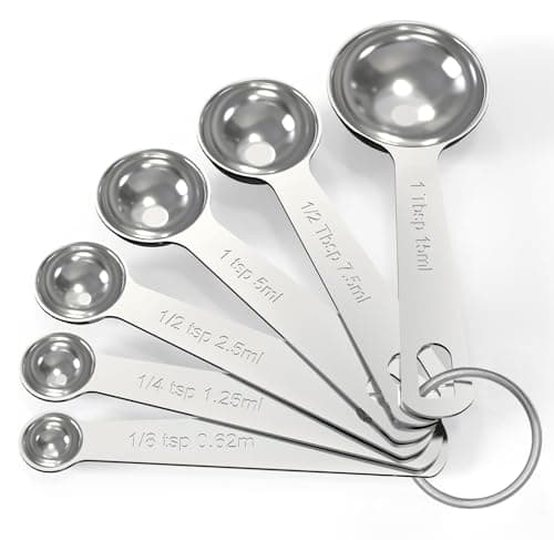 Image of Measuring Spoons Set,6 Pcs Heavy Duty Stainless Steel Measuring Spoons, Tablespoon Teaspoon for Dry or Liquid Ingredients, for Coffee/Baking or Cooking Ingredients Measuring