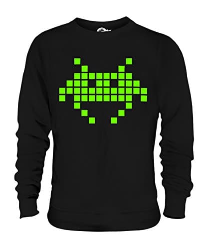 Image of Candymix - Neon Retro Gaming Space Invader - Unisex Sweatshirt Mens Ladies Sweater Jumper Top, Size Medium, Colour Black