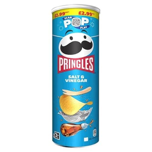 Image of Pringles Salt & Vinegar Flavoured Potato Crisps, 165g, Pack of 6