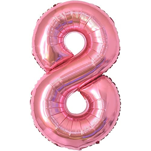 Image of Number Balloons 8,Pink 8 Balloon 40 Inch Giant Helium Foil Number Balloons for Boys Girls Party Decor Birthday Anniversary Graduation Party Decorations Supplies
