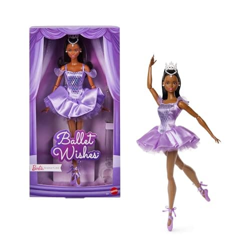 Image of Barbie Signature Ballet Wishes Doll, Collectible Fashion Doll in Satiny, Purple Tutu with Black Ponytail Hair and Giftable Packaging, JJX76