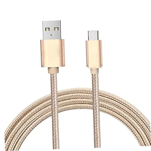 Image of CAXUSD 3 Meters Nylon Braided Micro USB Cable Charging Cord High Speed Charging Cord for Mobile Device Home and Trip Use Gold