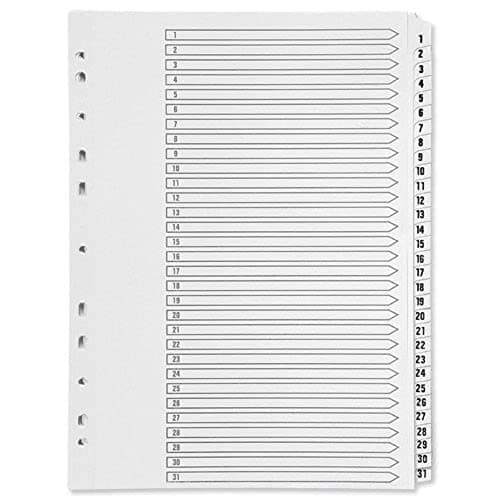 Image of Q-Connect 1-31 Index Multi-Punched Reinforced Board Clear Tab A4 White KF01936